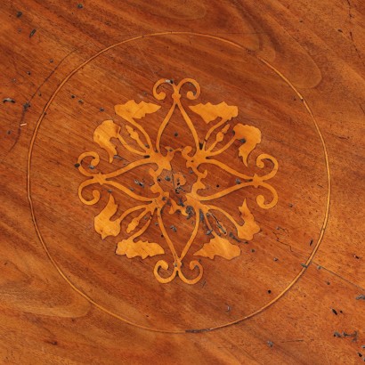 Round Coffee Table Maple Walnut Italy 19th Century