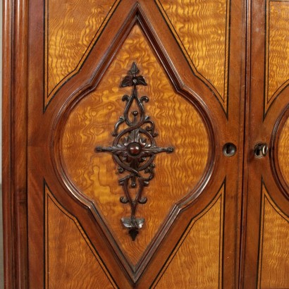 Neo Gothic Bookcase Mahogany Italy Mid 1800s