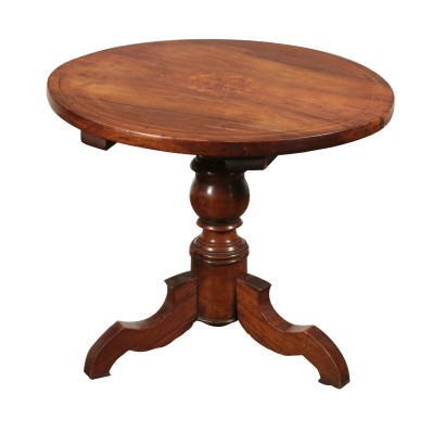 Round Coffee Table Maple Walnut Italy 19th Century