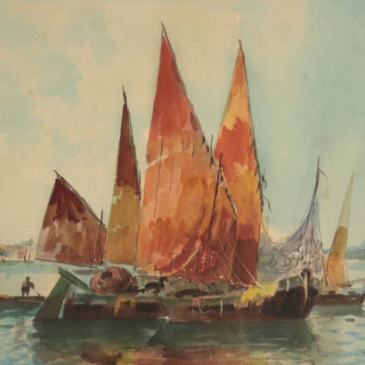 Bateaux dans la Lagune de Venise Antonio Guidotti '900
