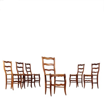 Set of six Chairs Cherry Chiavari Italy Mid 1800s