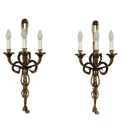 Pair of Sconces Three Lights Italy 20th Century