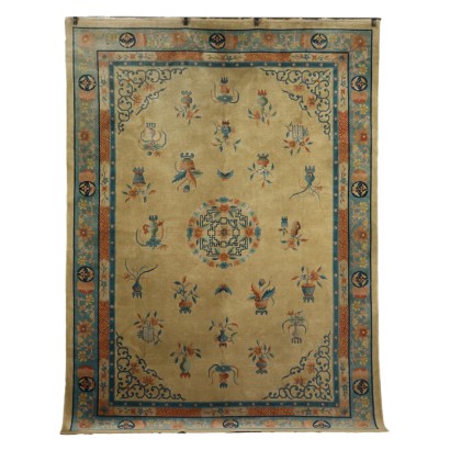 Tapis Pechino Coton Laine Fabrication manuelle Chine Années 50-60