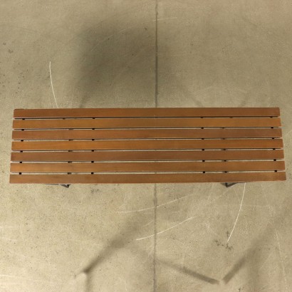 Bench Metal Legs Wooden Strips Vintage Italy 1960s