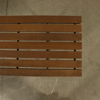 Bench Metal Legs Wooden Strips Vintage Italy 1960s
