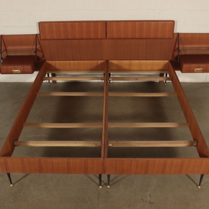 Double Bed by Silvio Cavatorta Teak Veneer Vintage Italy 1960s