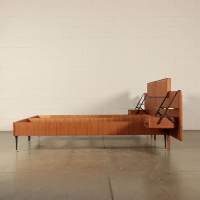 Double Bed by Silvio Cavatorta Teak Veneer Vintage Italy 1960s