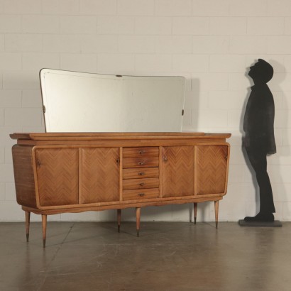 Buffet with Mirror Rosewood Veneer Vintage Italy 1950s