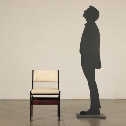 Sechs Stühle Palisander Kunstleder Vintage Italien 60er Jahre