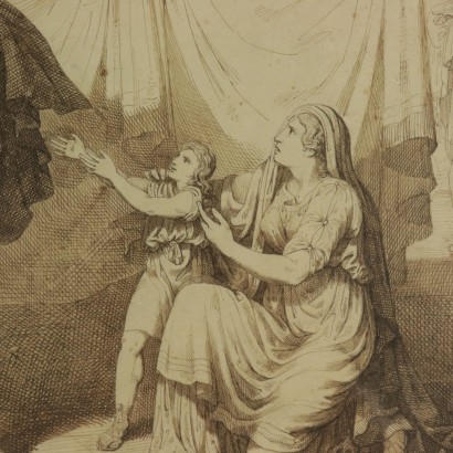 arte, arte italiana, pittura ottocento italiana,Disegno di Raffaele Postiglione,Partenza per la guerra,Raffaele Postiglione