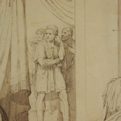 arte, arte italiana, pittura ottocento italiana,Disegno di Raffaele Postiglione,Partenza per la guerra,Raffaele Postiglione