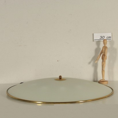 Ceiling Light Brass Glass Metal Vintage Italy 1950s