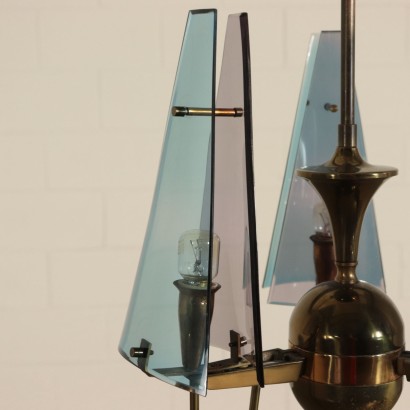 Ceiling Lamp Brass Plexiglas Vintage Italy 1960s