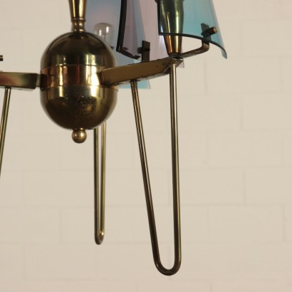 Ceiling Lamp Brass Plexiglas Vintage Italy 1960s