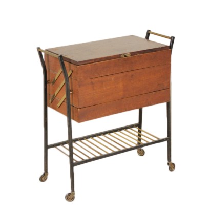 Service Cart Teak Veneer Vintage Italy 1950s-1960s