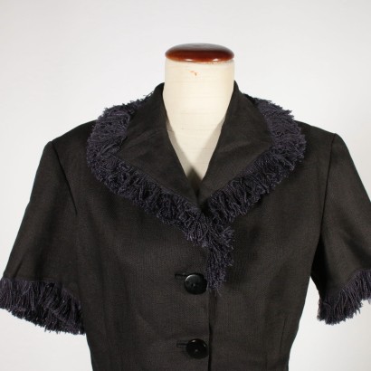 Vintage schwarze Jacke mit Fransen 1960er Jahre