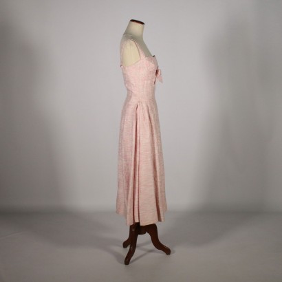 Robe Midi Vintage Jacquard Rose Milan Années 50-60