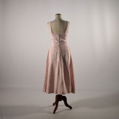 Robe Midi Vintage Jacquard Rose Milan Années 50-60