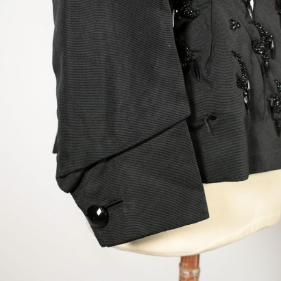 Schwarze Vintage Jacke mit Perlen Italien 50er Jahre