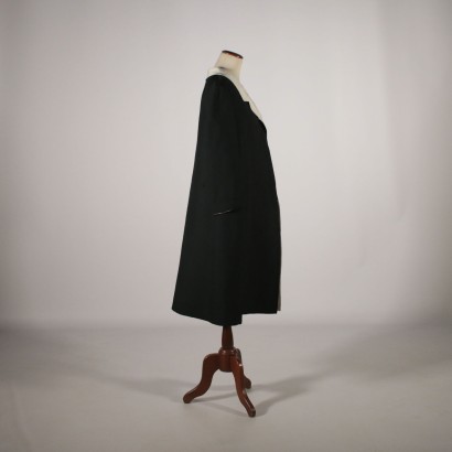 Vintage Black and White Coat Milan Italy 1950s