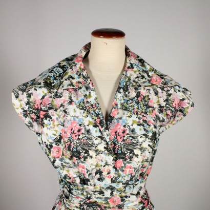 Robe Vintage de Jour avec des Fleurs Italie Années 50