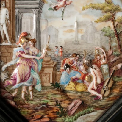 Capodimonte Ceramic Tile within Frame Italy Late 1800s