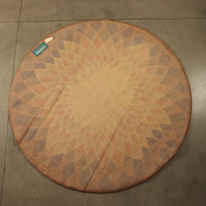 Vintage Shaggy Round Rug 1980s