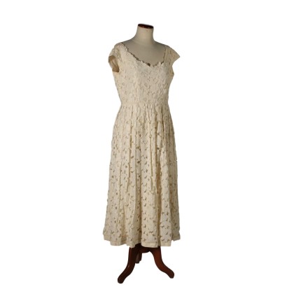 Cremefarbenes Abendkleid Vintage Italien 50er-60er Jahre