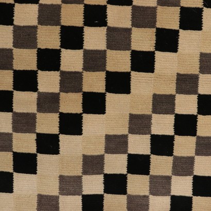 Vintage Short-haired Checkered Rug 1980s