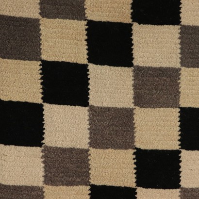 Vintage Short-haired Checkered Rug 1980s