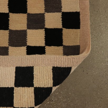 Vintage Short-haired Checkered Rug 1980s