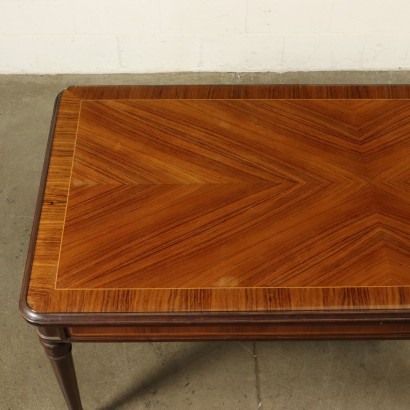 Table Rosewood Veneer Glass Vintage Italy 1950s