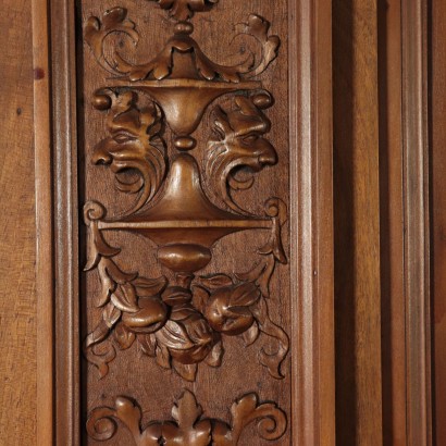 Large Revival Cupboard Maple Walnut Italy 20th Century