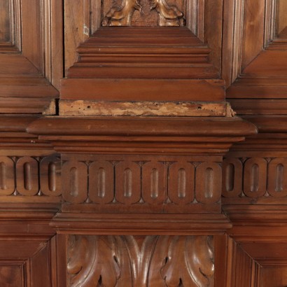 Large Revival Cupboard Maple Walnut Italy 20th Century