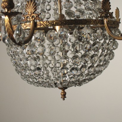 Bronze Chandelier with Crystal Pendants Italy 20th Century