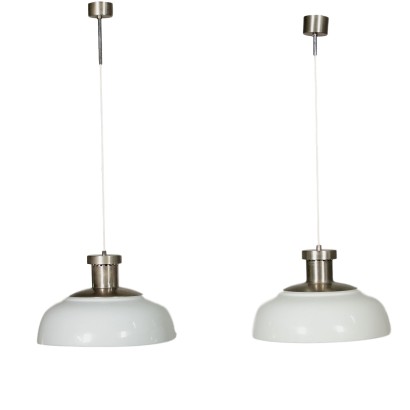 Pair of Ceiling Lamps Metal Plexiglas Vintage Italy 1970s