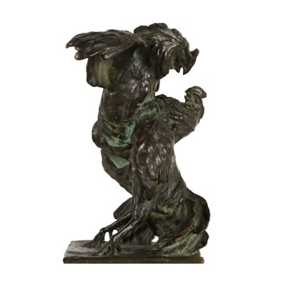 Roosters Bronze Sculpture by Guido Cacciapuoti Italy