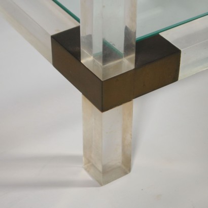 Coffee Table Plexiglas Brass Vintage Italy 1970s-1980s