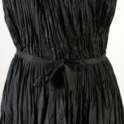 Robe de Cocktail Noire Elégante Taffetas plissé Italie Années 50-60