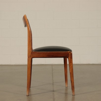 Quatre Chaises Hêtre teint Mousse Simil cuir Italie Années 60-70