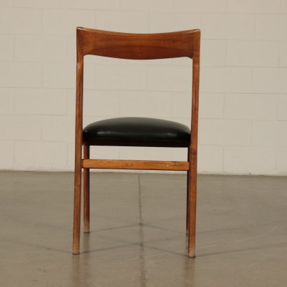 Quatre Chaises Hêtre teint Mousse Simil cuir Italie Années 60-70