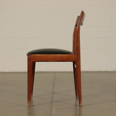 Quatre Chaises Hêtre teint Mousse Simil cuir Italie Années 60-70