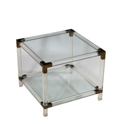 Coffee Table Plexiglas Brass Vintage Italy 1970s-1980s