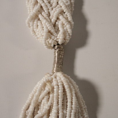 Vintage Belt White Glass Beads 1970s
