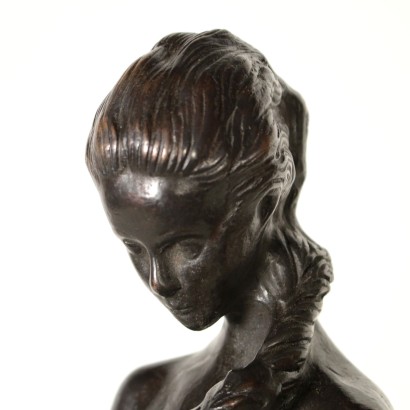 Girl with Braid by Paul Troubetzkoy Bronze Sculpture 20th Century