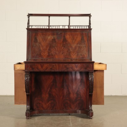 Writing Desk with Drop Leaf Maple Mahogany France Mid 1800s