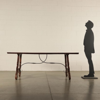 Refectory Table Walnut Iron Italy 20th Century