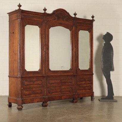 Walnut Wardrobe with Mirrors Italy 19th Century