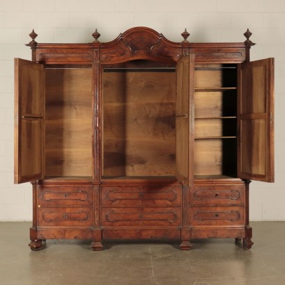 Walnut Wardrobe with Mirrors Italy 19th Century