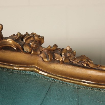 Serpentine Double Bed Gilded Wood Italy 20th Century